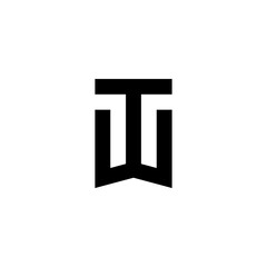 Letter t and w shield logo vector design