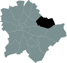 Obraz premium Black location map of the Budapestian Árpádföld, Cinkota, Mátyásföld, Sashalom, Rákosszentmihály 16th district (XVI kerület) inside gray map of Budapest, Hungary