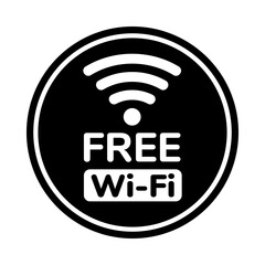 Circle free Wi-Fi zone icon. Wireless network connection area sticker, badge, sign and symbol vector.