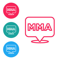 Red line Fight club MMA icon isolated on white background. Mixed martial arts. Set icons in circle buttons. Vector.