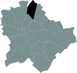Black location map of the Budapestian Újpest 4th district (IV kerület) inside gray map of Budapest, Hungary