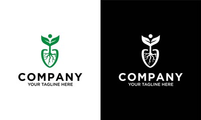 natural logo design concept with the combination of leaf icons and scope tools for agriculture. green natural logos for plantations, farmers, company products and graphic design. modern templates