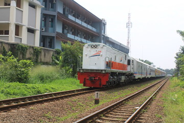 Fototapeta na wymiar View on local railroad tracks in indonesia