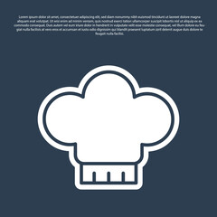 Blue line Chef hat icon isolated on blue background. Cooking symbol. Cooks hat. Vector.