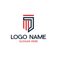 Obraz premium Letter J Shield Flag Logo Design