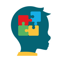 autism awareness day kid with puzzles in head