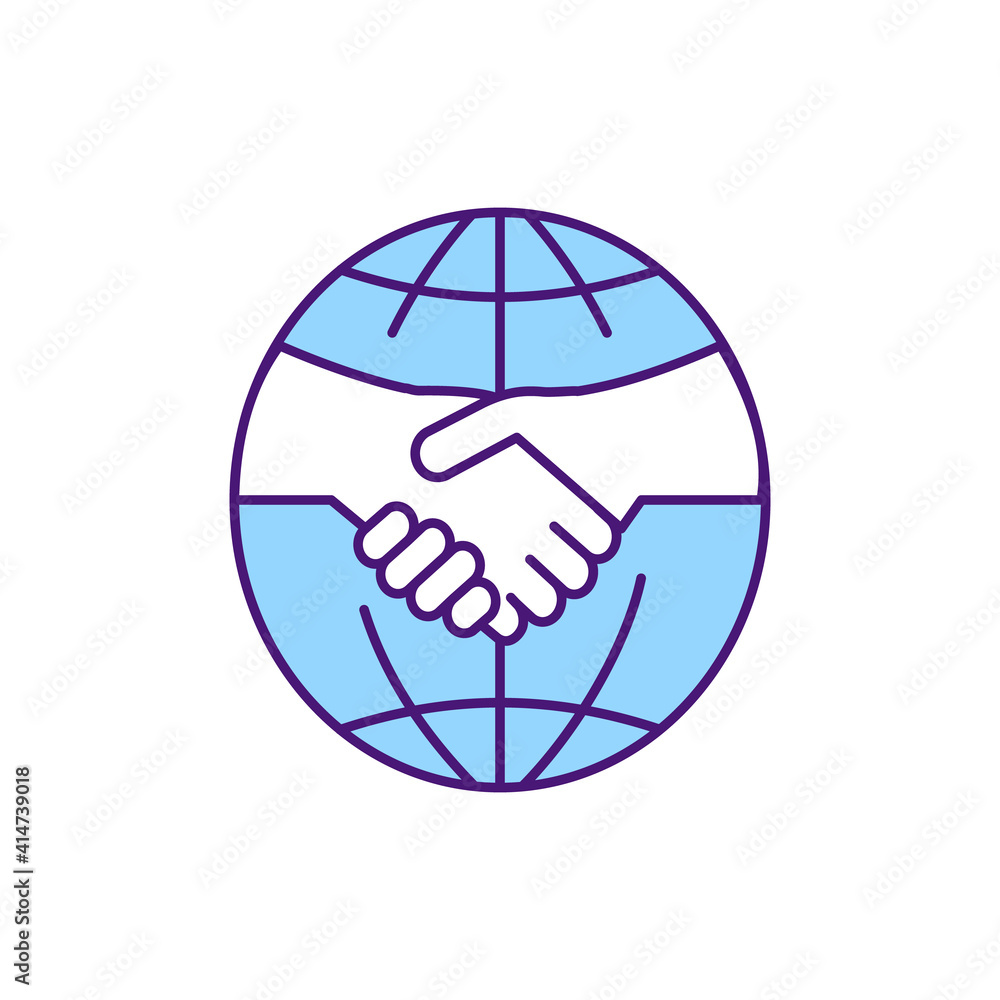 Poster agreement rgb color icon. contract management of companies. creating rules and laws between companie
