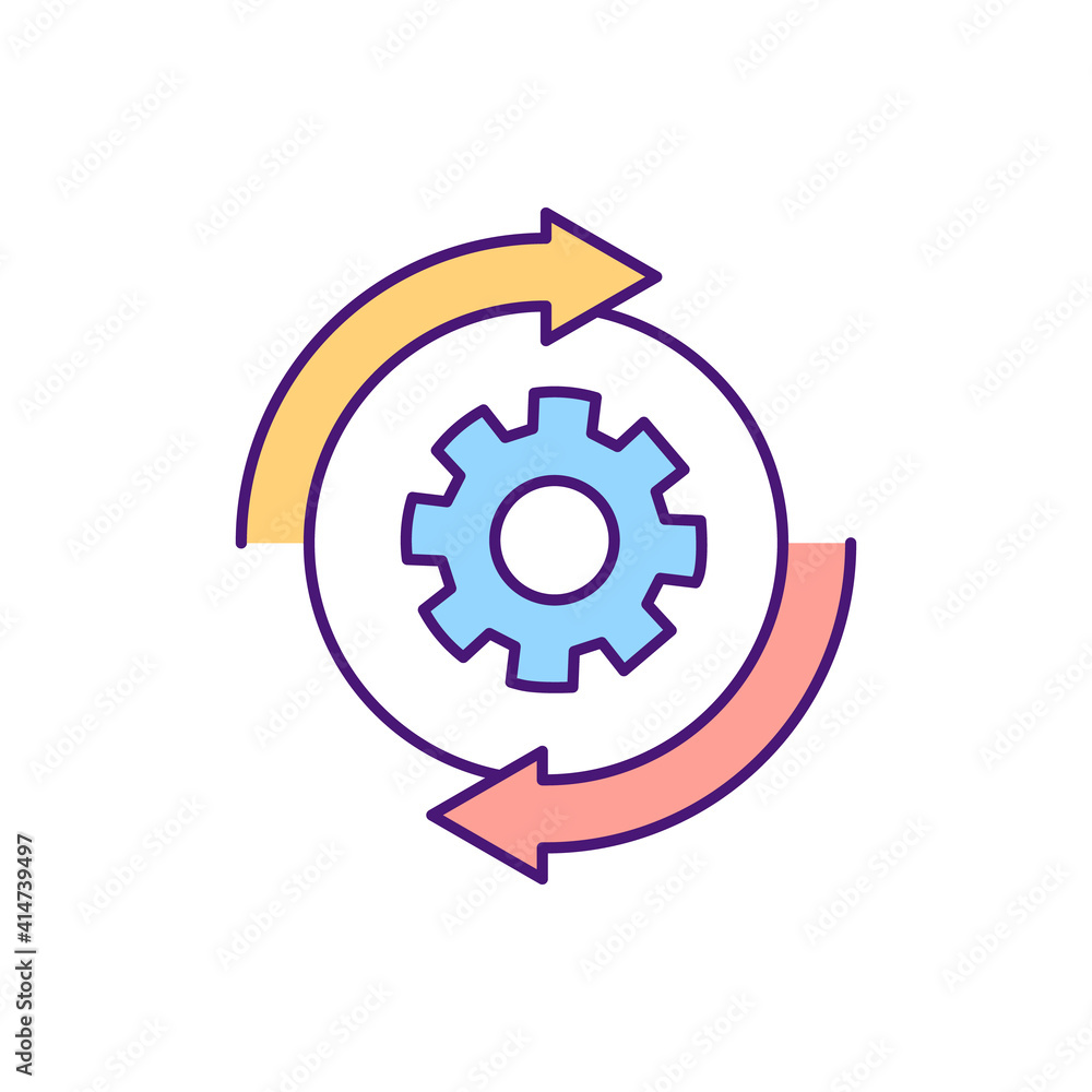 Poster changing rules settings rgb color icon. contract management status changing. signing agreement docum