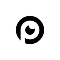Letter p eye logo simple vector - obrazy, fototapety, plakaty