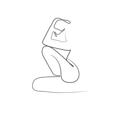 Trendy Line Art Woman Drawing. Minimalistic Black Lines Drawing. Female Figure Continuous One Line Abstract Drawing. Modern Scandinavian Design. Vector Illustration.