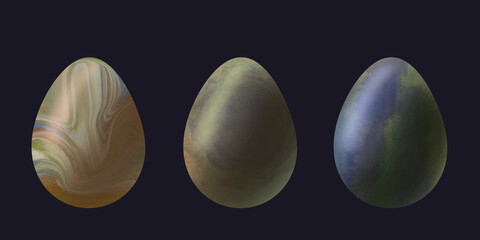 unusual easter eggs on a dark background