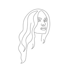Woman Face Continuous One Line Vector Drawing. Style Template with Abstract Female Face. Modern Minimalist Simple Linear Style. Beauty Fashion Design