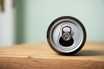 Obraz na płótnie Canvas Empty Aluminum Soda Can on Table