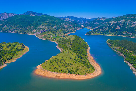 The meanders of Arda river near Ribartsi village in Bulgaria