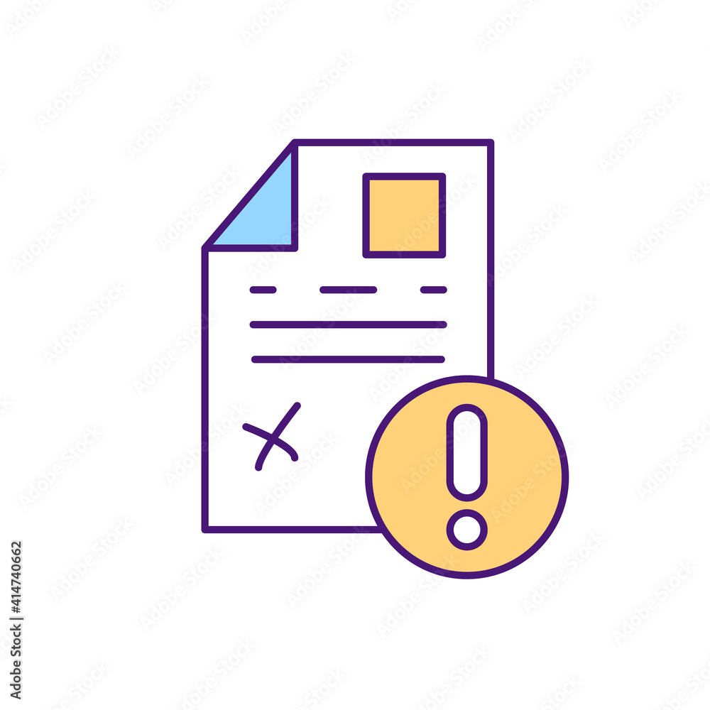 Poster contract issues rgb color icon. setting clear document agreement for both sides of conversation. dis