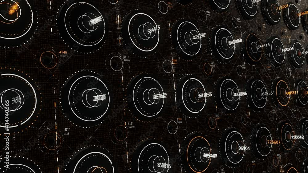 Poster computer network design, digital data transmitted at high speed, seamless loop. animation. rows of a