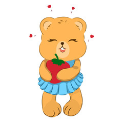 female bear with strawberry