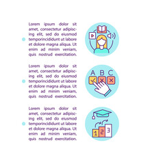 Smart course structure concept icon with text. Special language learning schools creation. PPT page vector template. Brochure, magazine, booklet design element with linear illustrations