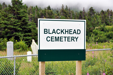 Fototapeta premium Aug. 2, 2010 - St. John's, Newfoundland: Blackhead church and cemetery.