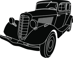 GAZ M1 1936 Soviet Union retro car vector silhouette illustration
