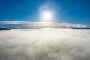 Above the clouds at Bonny Glen in County Donegal with fog - Ireland