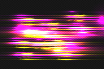 Stylish light effect. Abstract laser beams of light. Isolated on transparent dark background. Vector illustration. EPS 10