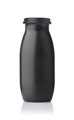 Front view of open small black plastic bottle