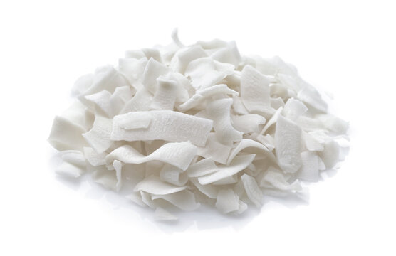 Pile of dehydrated organic coconut chips