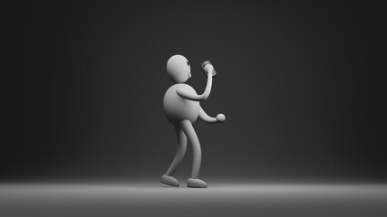 People drink a soda bottle. 3D Illustration with spotlight and dark background with copy space