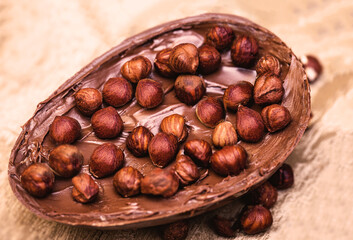 easter egg stuffed with chocolate and almonds, brazilian easter