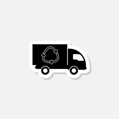 Recycling truck sticker icon isolated on white background