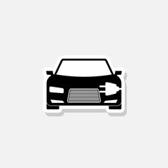 Electric car sticker icon isolated on white background