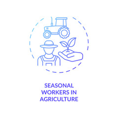 Seasonal workers in agriculture concept icon. Service optimization. Travel ban exemption categories idea thin line illustration. New traveling rules. Vector isolated outline RGB color drawing.