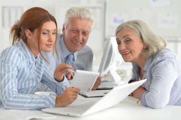 Fototapeta premium Portrait of businesspeople working in modern light office