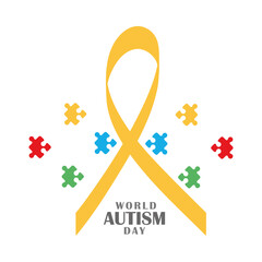 Fototapeta premium autism awareness day ribbon and puzzles campaign