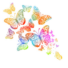 Abstract multicolored butterfly. Mixed media. Vector illustration