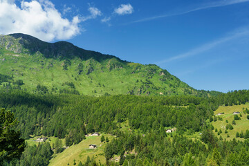 Mountain landscape at summer along the road to Mortirolo pass