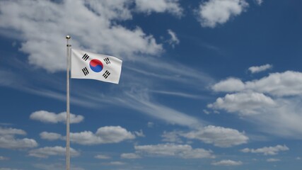 3D illustration Korean flag waving in the wind. South Korea banner blowing silk