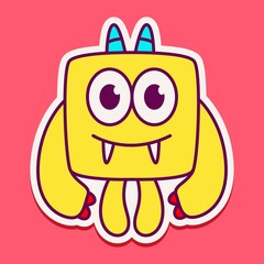 cute monster cartoon doodle design for coloring, backgrounds, stickers, logos, symbol, icons and more