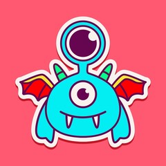 cute monster cartoon doodle design for coloring, backgrounds, stickers, logos, symbol, icons and more