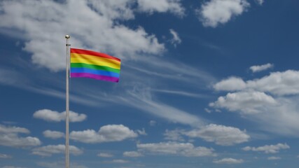 3D illustration Pride gay flag waving in the wind. LGBT rainbow banner blowing.