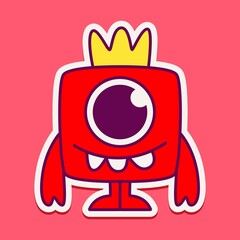 cute monster cartoon doodle design for coloring, backgrounds, stickers, logos, symbol, icons and more