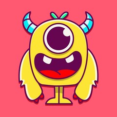 cute monster cartoon doodle design for coloring, backgrounds, stickers, logos, symbol, icons and more