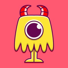 cute monster cartoon doodle design for coloring, backgrounds, stickers, logos, symbol, icons and more