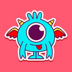 cute monster cartoon doodle design for coloring, backgrounds, stickers, logos, symbol, icons and more