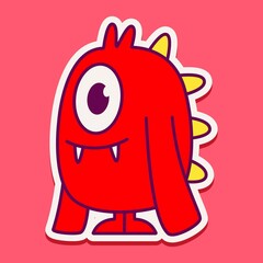 cute monster cartoon doodle design for coloring, backgrounds, stickers, logos, symbol, icons and more