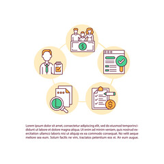 Clean energy production permit concept icon with text. How to apply PPT page vector template. Global warming. Environment. Brochure, magazine, booklet design element with linear illustrations