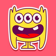 cute monster cartoon doodle design for coloring, backgrounds, stickers, logos, symbol, icons and more