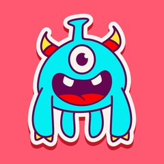cute monster cartoon doodle design for coloring, backgrounds, stickers, logos, symbol, icons and more