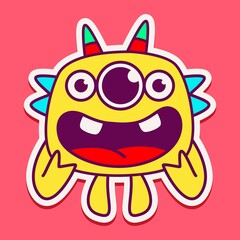 cute monster cartoon doodle design for coloring, backgrounds, stickers, logos, symbol, icons and more